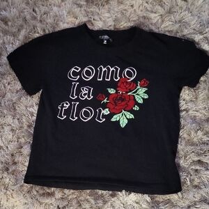 Black Shirt with Red Rose Design